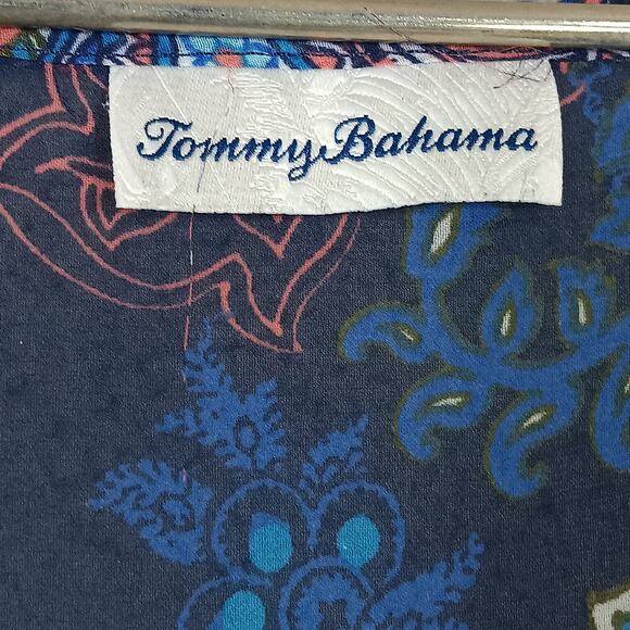 Tommy Bahama Paisley Leaves Cold-Shoulder Cover-Up Size Medium Blue Lightweight - Picture 8 of 8